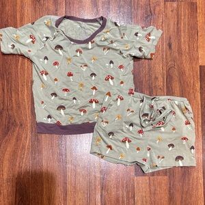Larkspur Bamboo Jogger Short Set Mushroom Print